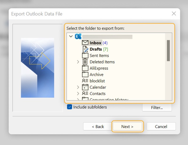 export-outlook-data