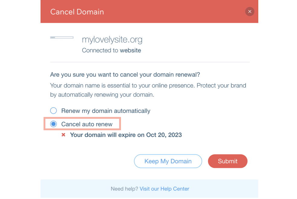 how-to-cancel-the-Wix-domain